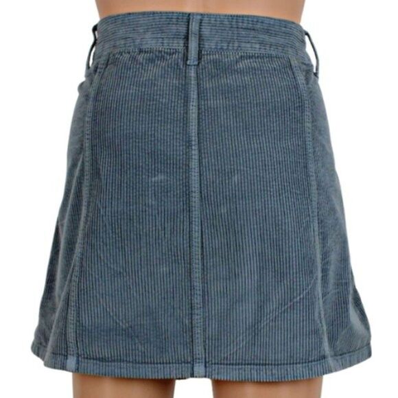 American Eagle Skirt Mini Corduroy Full Front Zip Side Pockets Blue Women's 10 - Picture 3 of 8